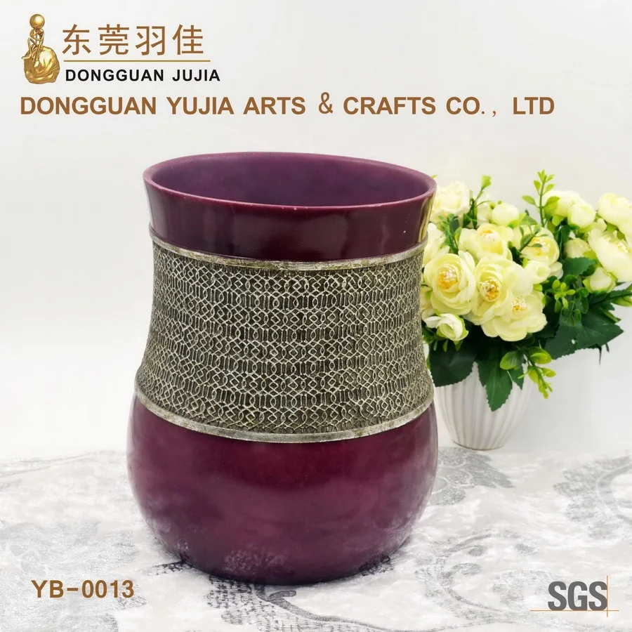 
Antique Black Decorative Resin Dustbin With Gold Flower 