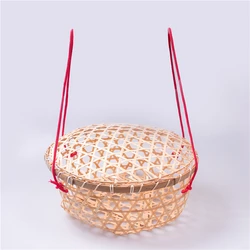 Factory Price Fancy Woven Crafts Bamboo Fruit Basket with Handle and Lid