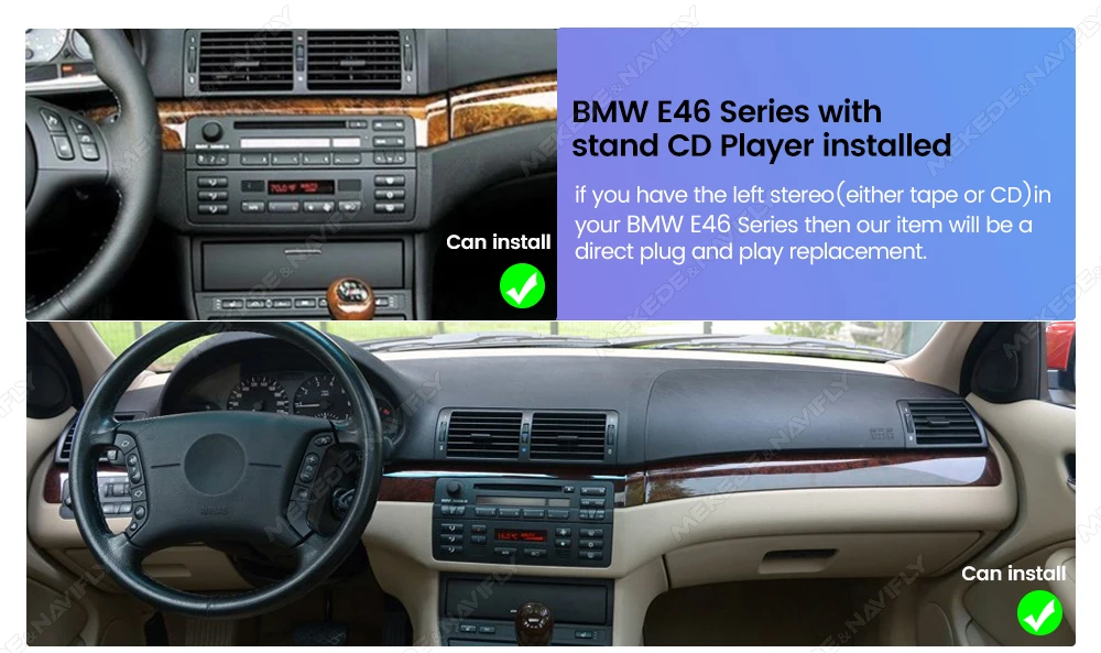 MEKEDE Car multimedia player Android Auto stereo support dvr WIFI FM 1024*600 for  BMW E46 1998 1999 2001 2002 2004 2006