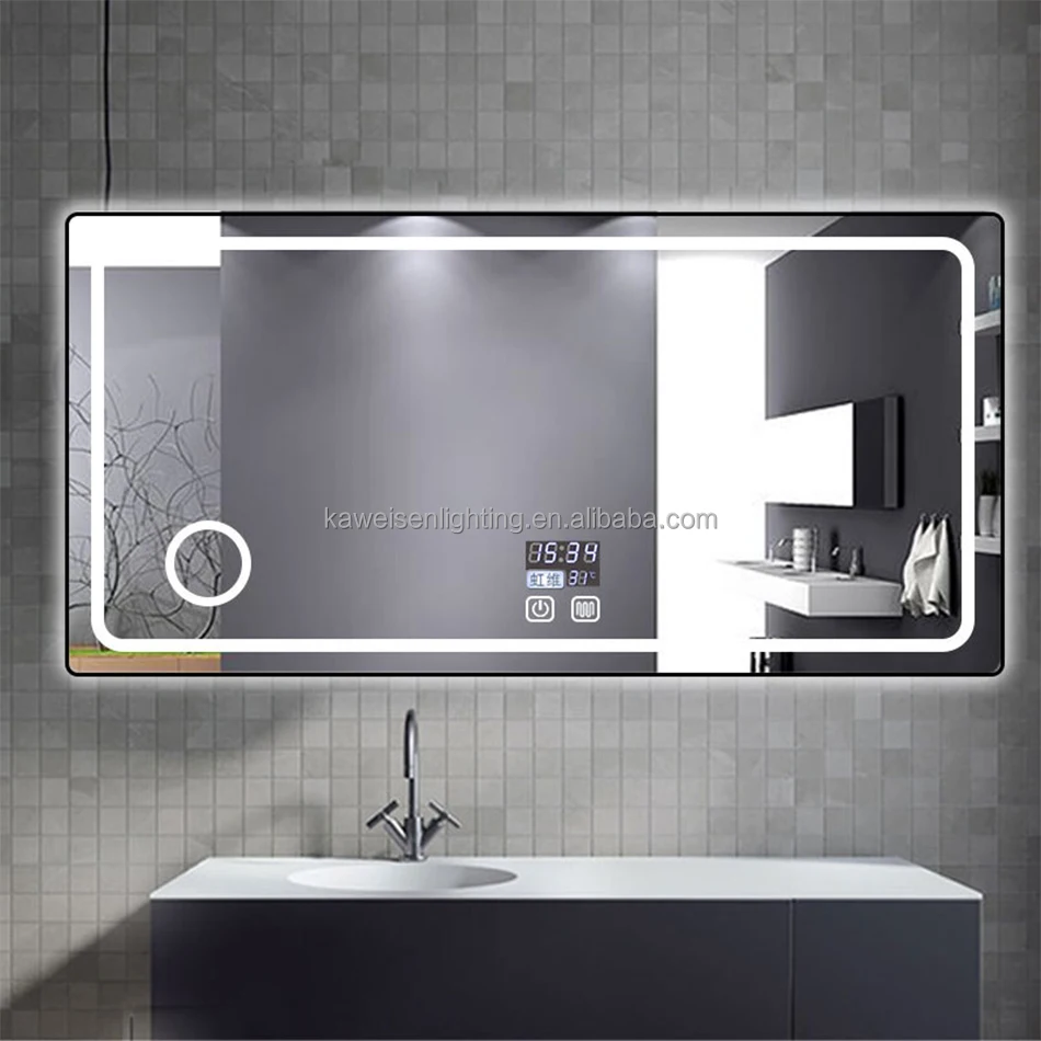 Factory Supply Big-Sized Bath Mirror Wall Mounted Led Lighting Touch Sensor 3-CCT Adjustable Bathroom Makeup Mirrors