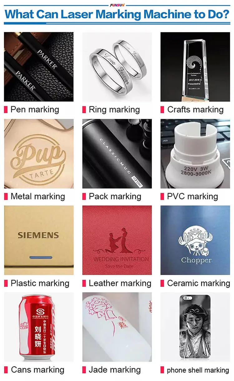 Funsun 10W 20W 30W 50W Desktop Multifunctional Fiber Laser Marking Machine for Metal Steel Aluminum Engraving