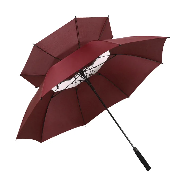 Wholesale Custom Large Wind Resistance Straight Umbrella 30 inch Logo Print double layers umbrella Long Stick Parasol