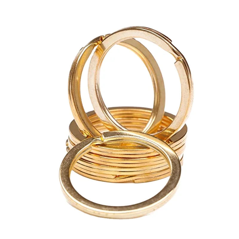 Flat wire split key ring gold keychain rings for decoration