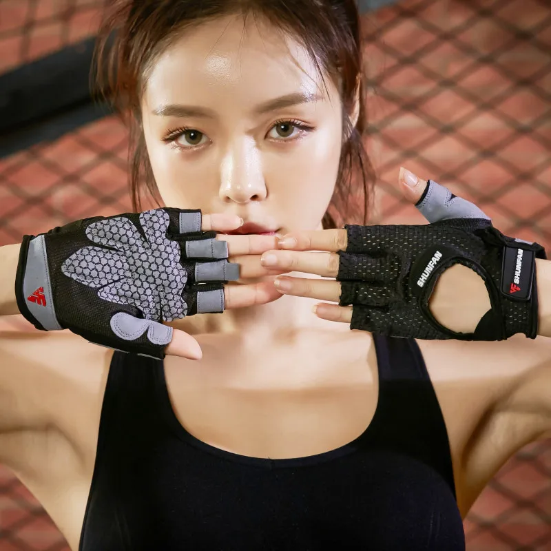 Women Men Wholesale Anti-skid Soft Training Gloves Half Finger Fitness Gym Weight Lifting Gloves