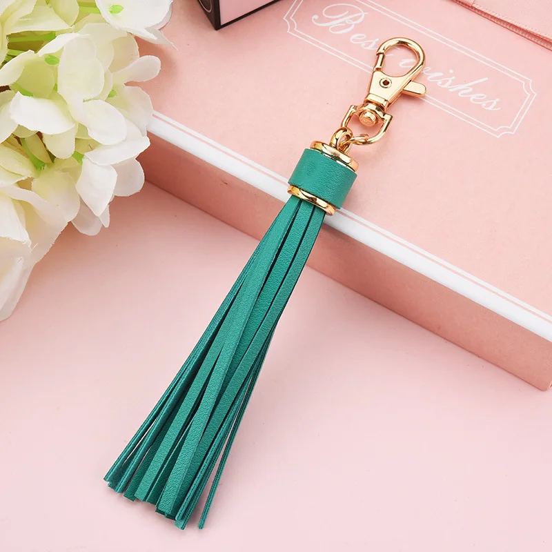 Wholesale new PU tassel pings super slender DIY suitcase accessories key ring leather tassel