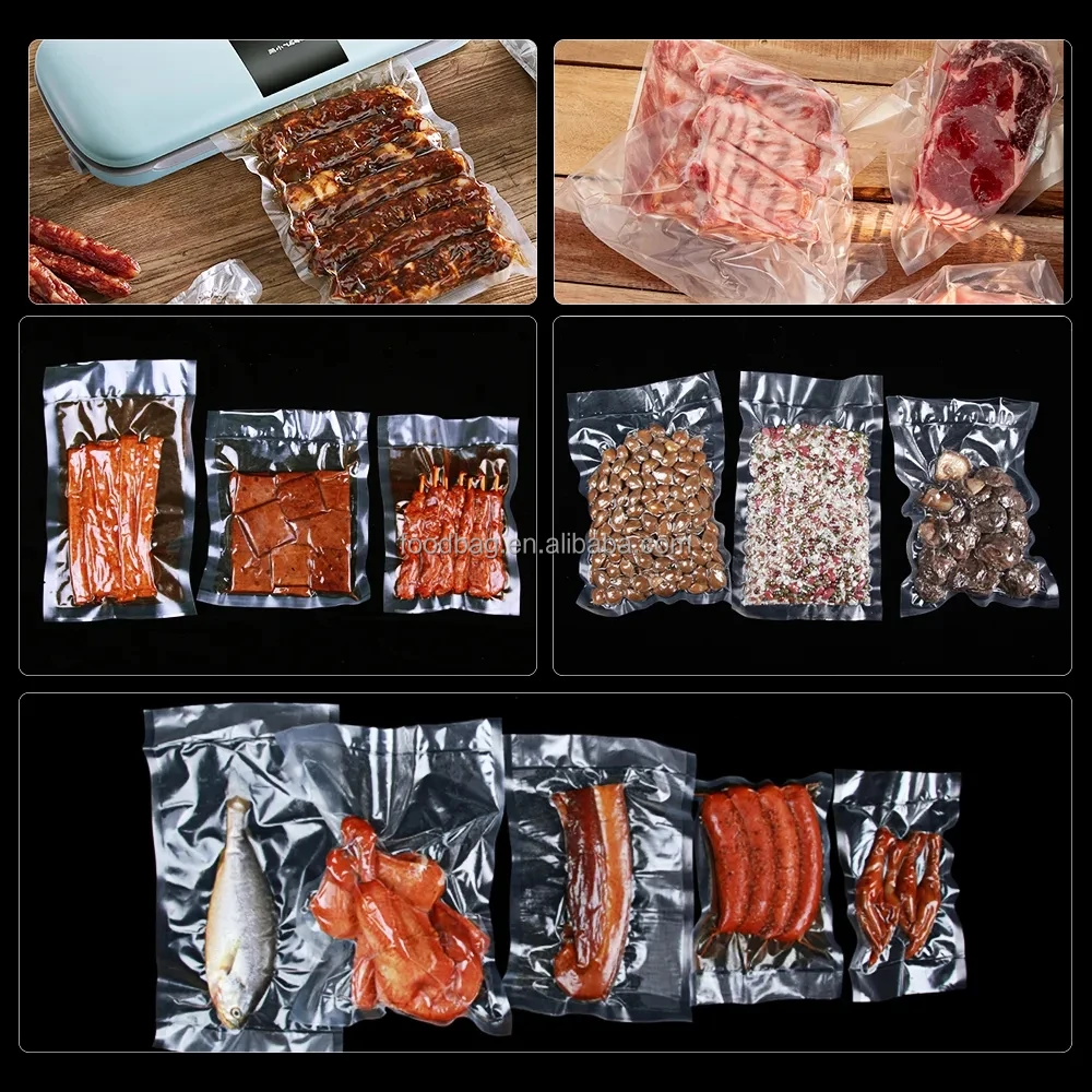 Custom Size Plastic Pouch Packaging Clear Resealable Food Grade Vacuum Seal Bags For Food