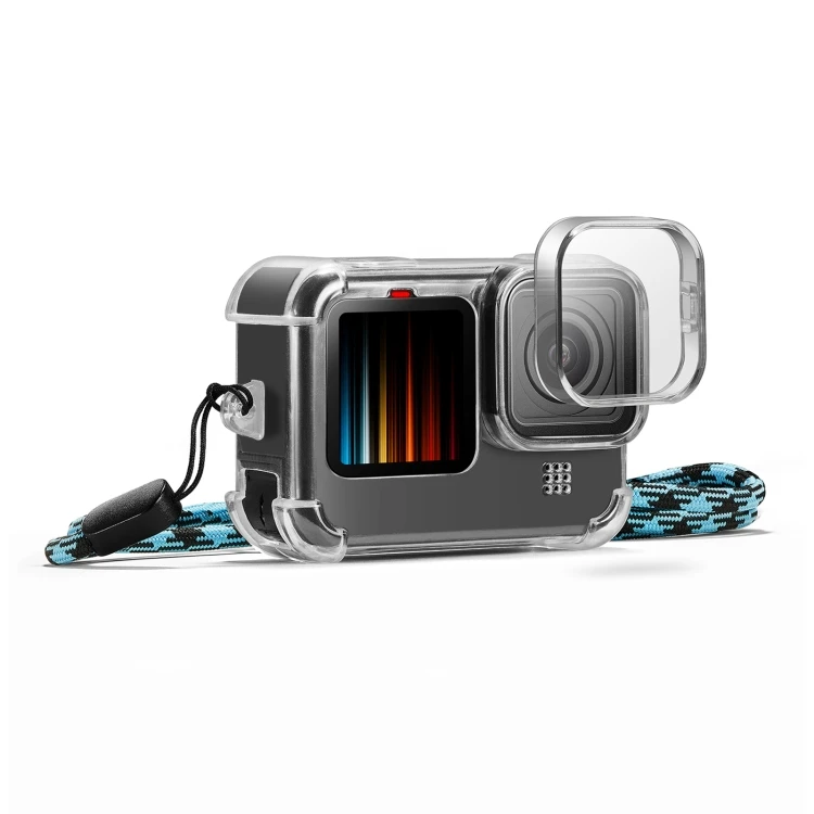 Hot Selling PULUZ Clear TPU Protective Case with Lens Cap & Neck Strap For GoPro HERO12 Black /11 Black /10 Black /9 Black