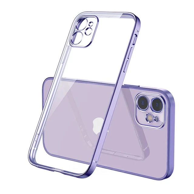  Роскошный прозрачный чехол из ТПУ с квадратной рамкой для iPhone 11 Pro Max XS 7 8 Plus