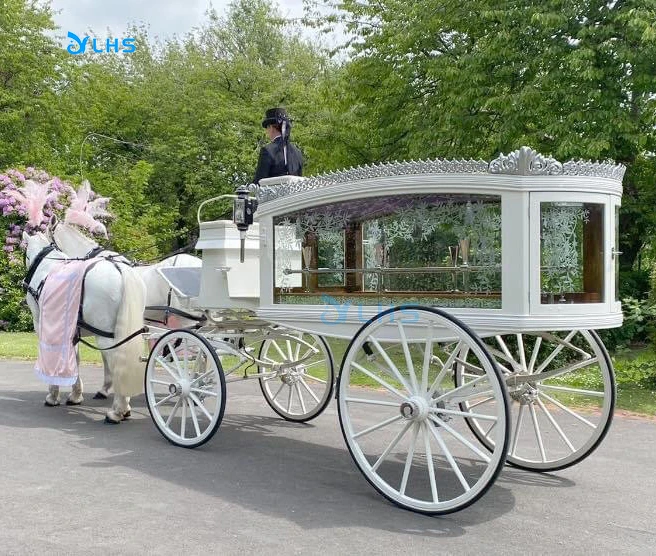 New design glass horseless hearse carriage horse hearse factory wholesale price horse hearse funeral car for sale