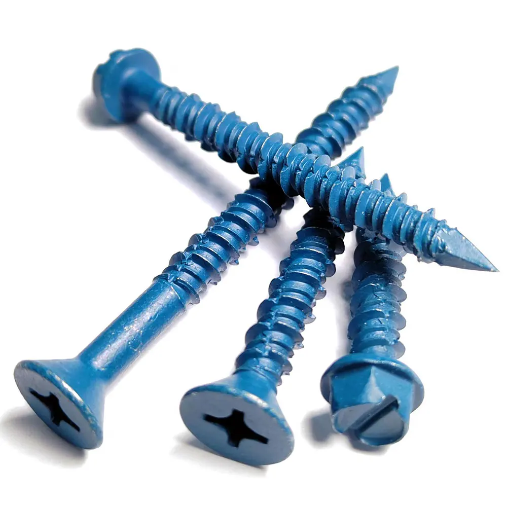 1/4 3/16 Inch Custom Tapcon Hex Head Blue Concrete Screw Slotted Concrete Anchor Screws