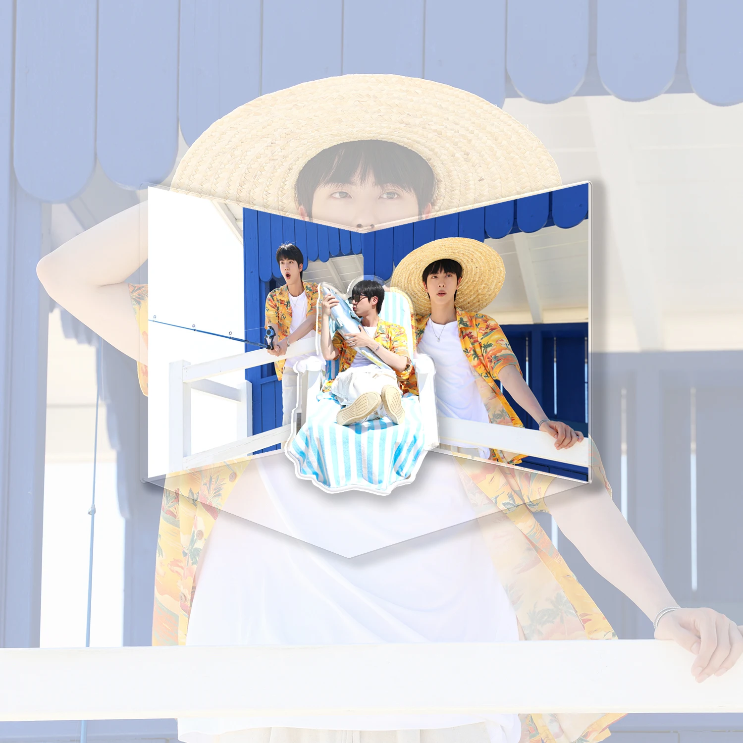 Bangtan Boys Kpop JIN супер тунец Акриловая Двухсторонняя стоящая пластина акриловая подставка standee