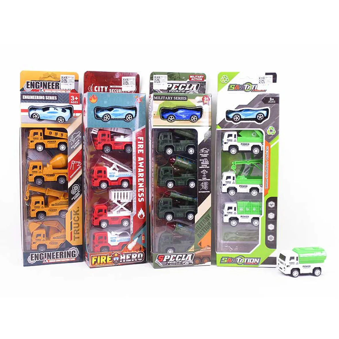 Jinming Hot Wholesale 4 Models Mixed Mini Trucks Toy Plastic Pull Back Car Toy Vehicles For Kids