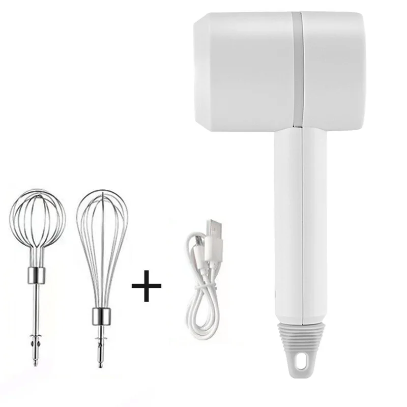 Portable Electric Cordless Handheld Mixer Lightweight USB Rechargeable Hand Mixer Stainless Steel Egg Whisk/