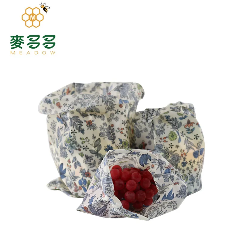 Reusable Beeswax Food Storage Wrap Sustainable No Plastic Alternative to Bowl Cover Waxed Cotton Cloth for Sandwich Wrapping