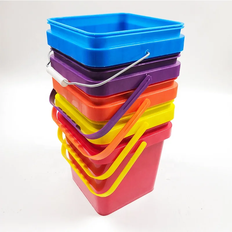 Food Grade 4 Gallon 5 Gallon Plastic Pail Square Plastic Buckets With Lids And Handles For Sale