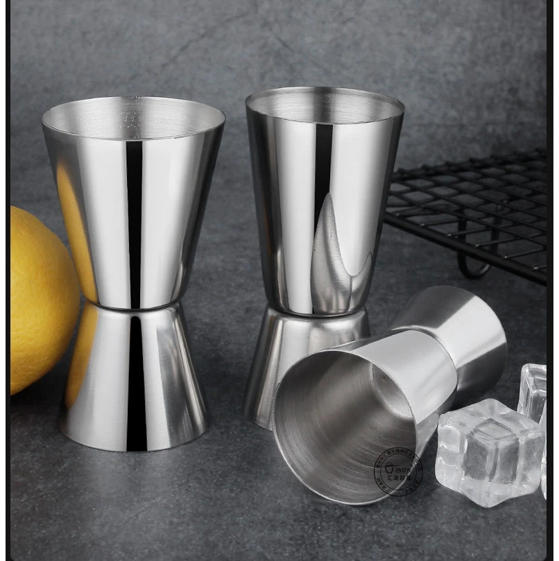 15/30 20/40 25/50 custom edge curl double head stainless steel measuring cup for cocktail