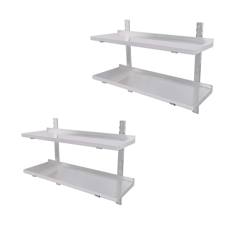 Commercial Restaurant Equipment kitchen 2-tier stainless steel metal wall mounted rack shelf for home hotel