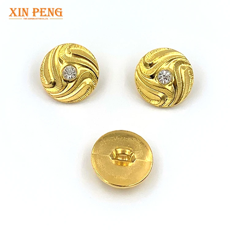 Fashion Button 24L Decorative Gold Plastic Shank Shirt Button For Clothes