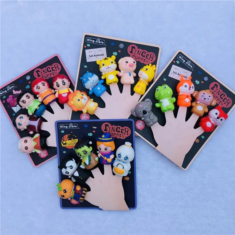 hot sale soft plastic cute forest animals family members fruits christmas santa claus finger puppet toy