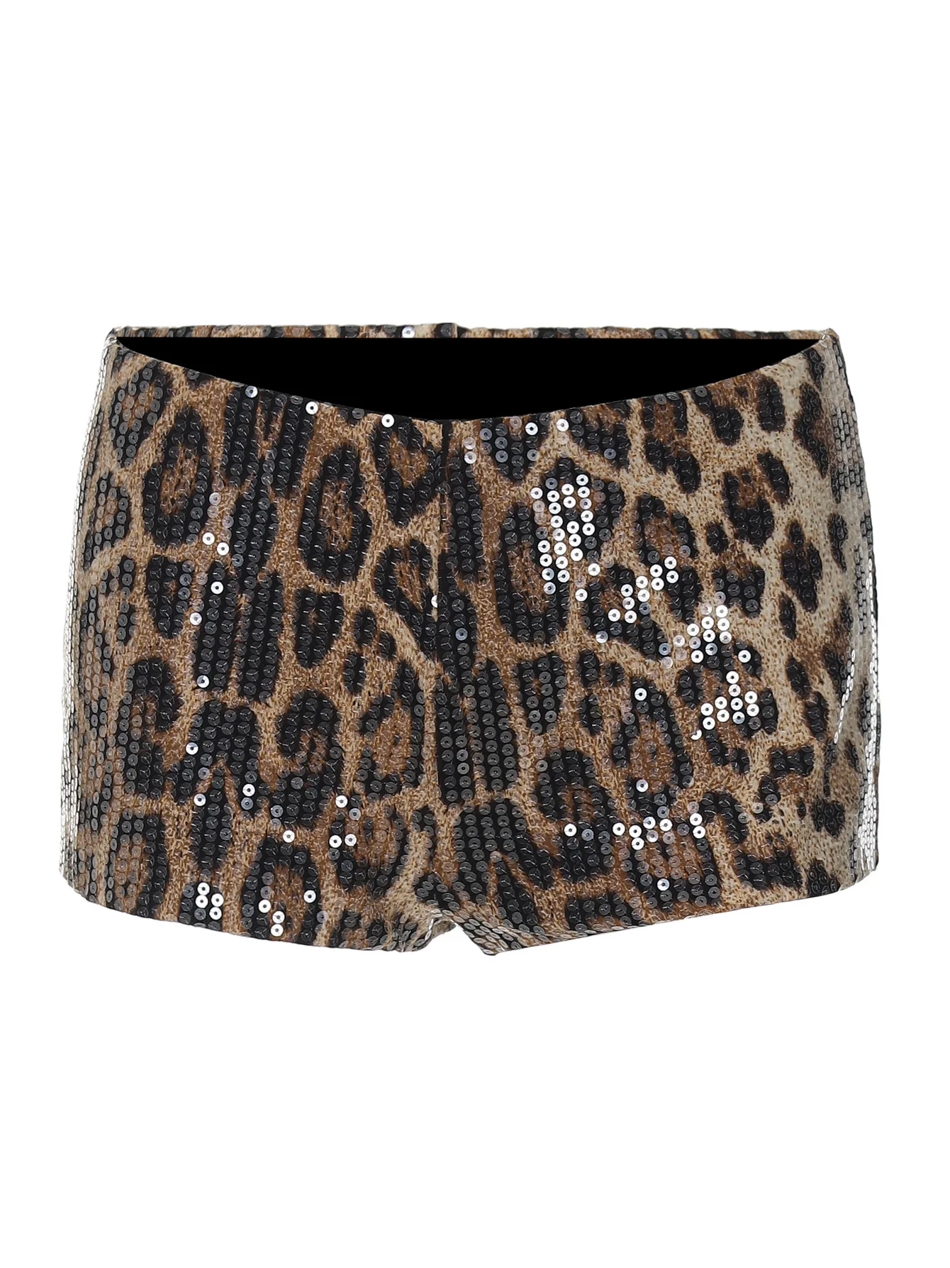 Sexy Chic Leopard Printed Super-short Night Club Shorts 2024 New Arrivals Women Fashion Skinny Low Waist Sequins Shorts