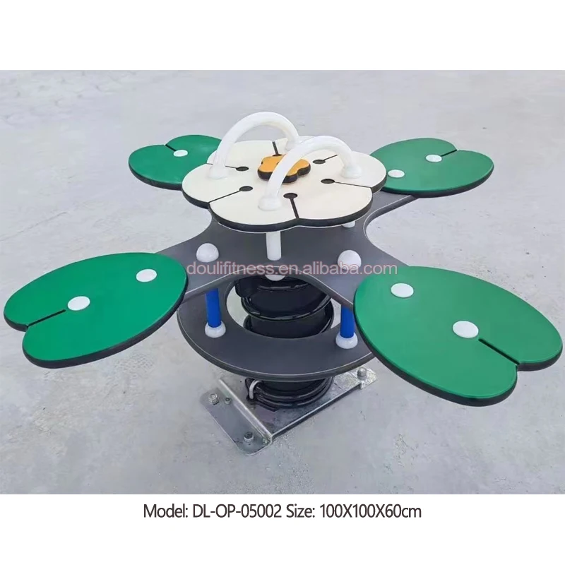 Dream kids outdoor single strong coil spring supported 4 seats swing seesaw playground equipment for children
