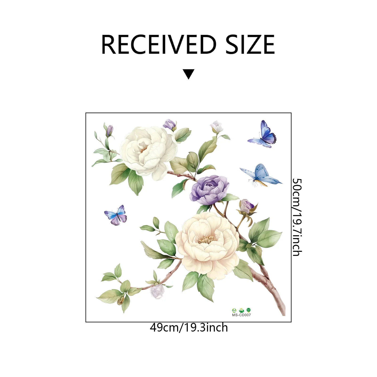 Pvc Wallpaper Peony Flowers Butterfly Wall Stickers Flower Sticker For Room Decoration