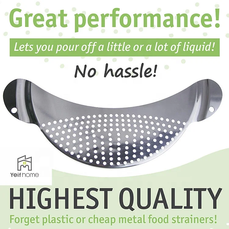 Kitchen Easy Draining Durable Strainer Pot Stainless Steel Clip On Colander