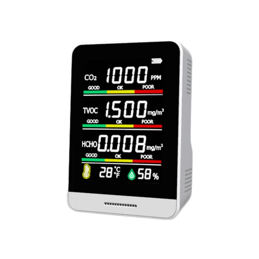 5 IN1 Temperature Humidity Sensor Air Quality Carbon Dioxide Meter CO2 TVOC HCHO Monitor Oxygen Gas Detector Analyzer