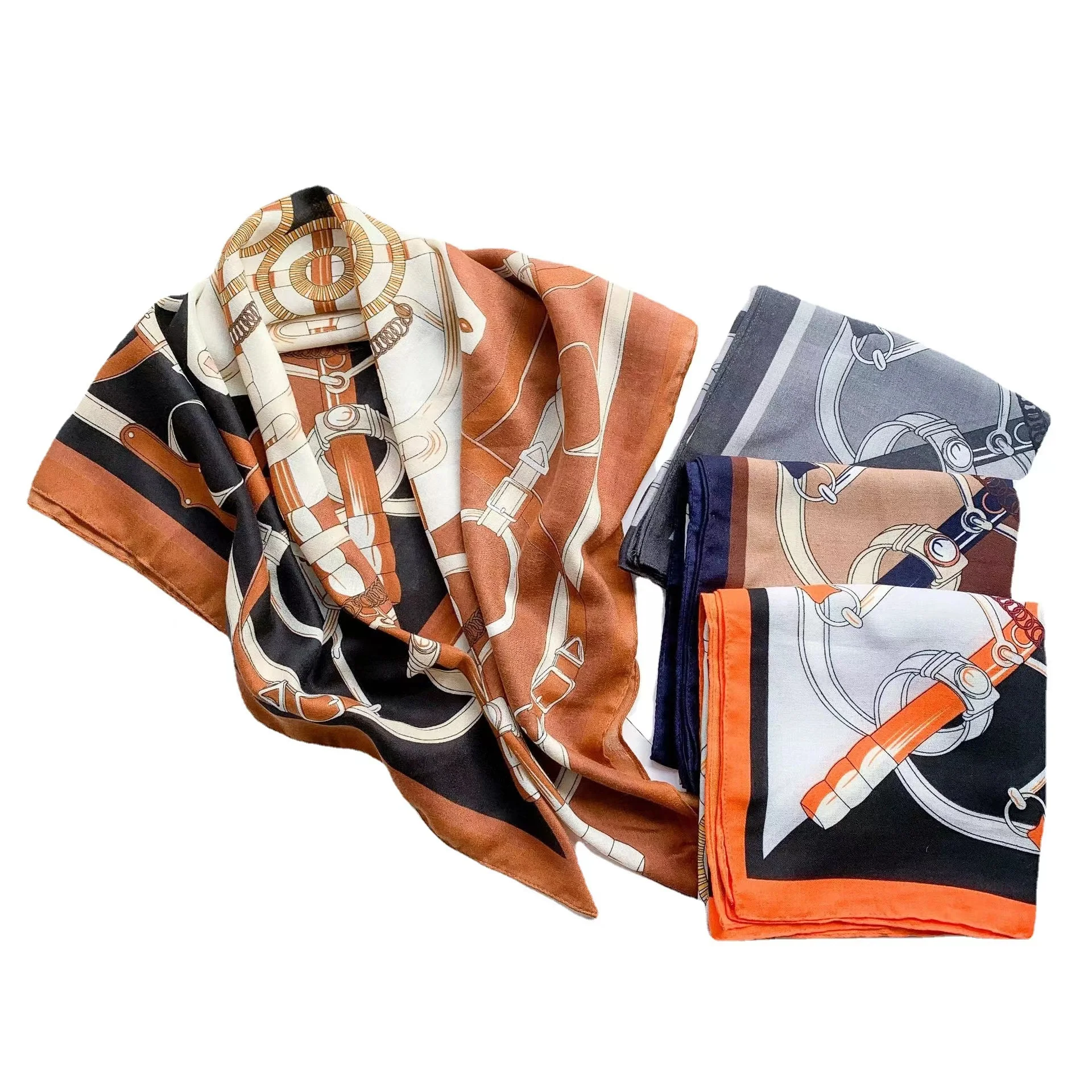 Luxury Designer Printed Scarf Cotton Winter Square Head Scarves For Women Shawls