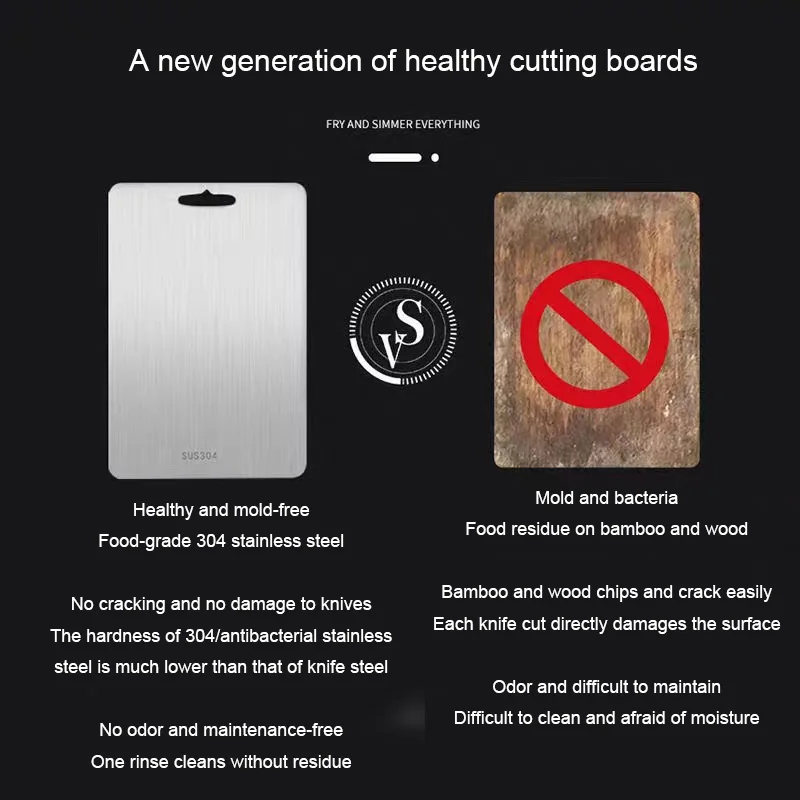 Easy to clean stainless steel cutting board Hot selling kitchen thick cutting board suitable for cutting meat and vegetables