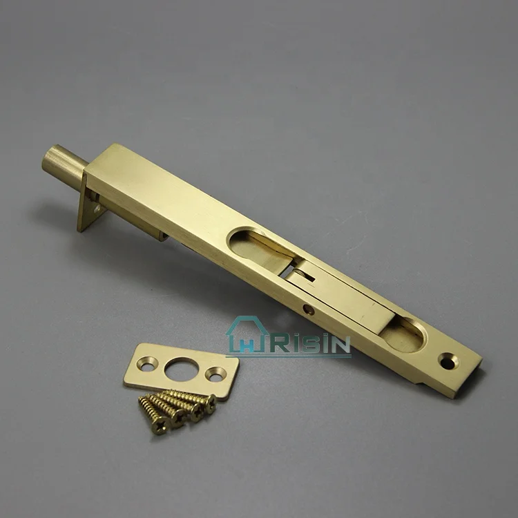 Chrome Polished or Satin Brass Flush Door Latch Bolt with Sliding Base