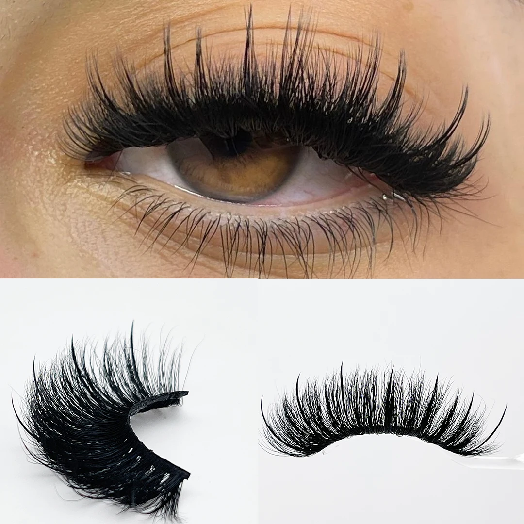 Strip Lashes 3D Mink Strip Lashes That Look Like Eyelash Extensions D Curl wispy spiky look lashes