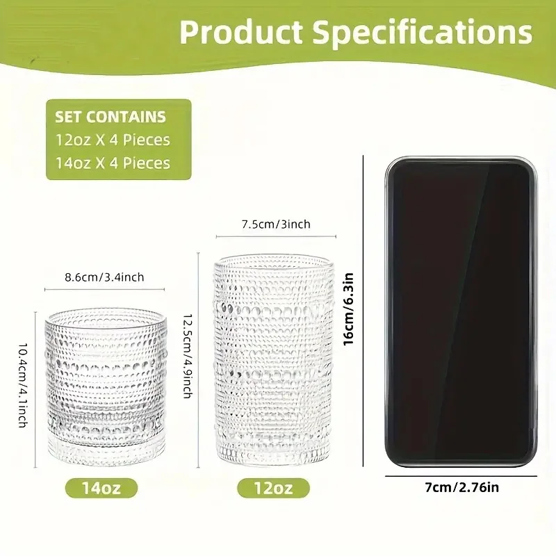 Whole Sale Vintage Glassware Hobnail Drinking Glasses Crystal Rock Shot Glass Whiskey Cup For Cocktail Glass Reusable