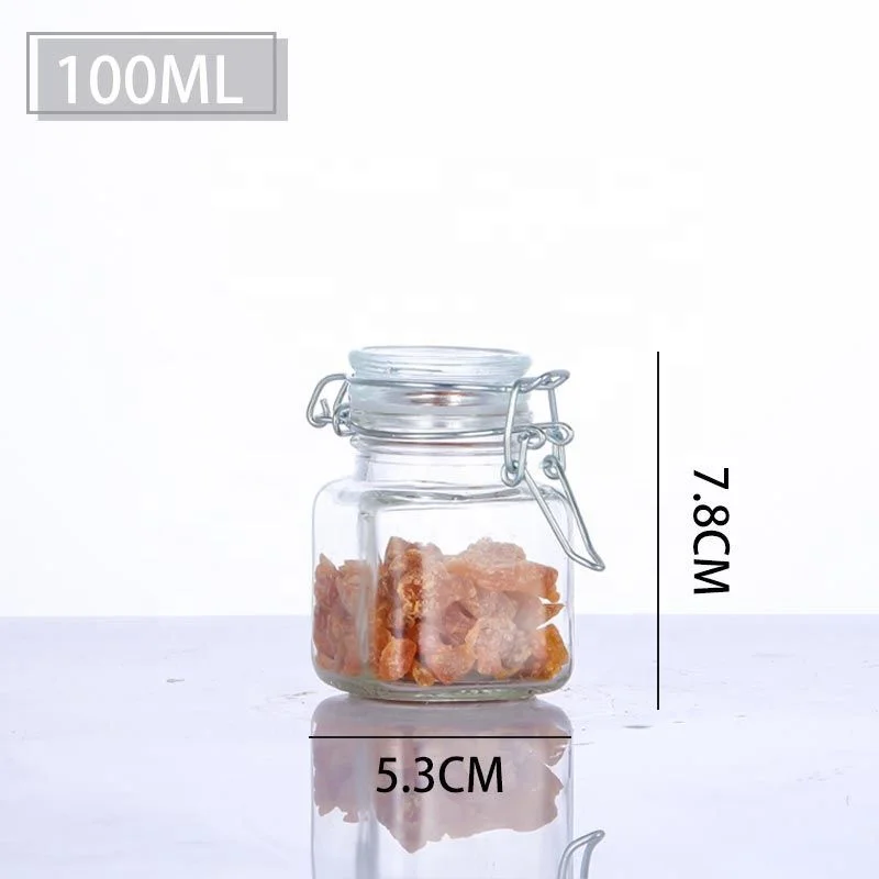 3.5 oz Small Glass Spice Jars with Rubber Gasket and Airtight Hinged Lid Spice Labels Silicone Funnels for Spice Herb Seasoning