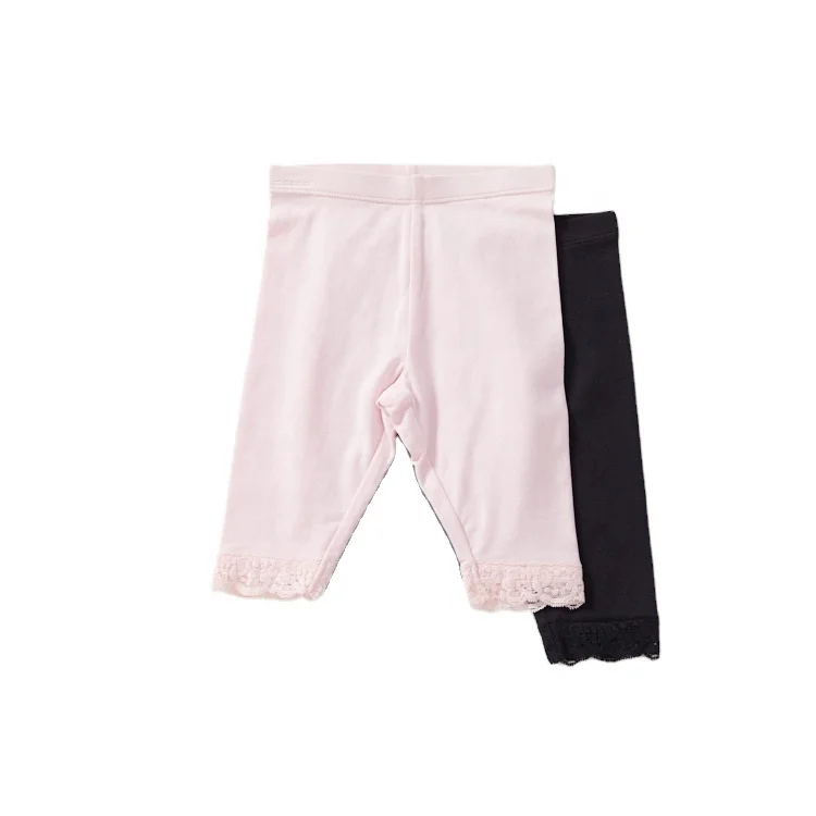 
solid pink spandex cotton lace design kids baby tight jeggings for girls 