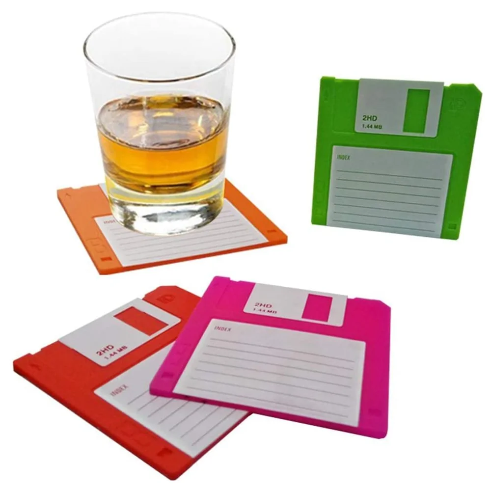 Floppy Disk Cup Black Coaster Silicone Rubber,silicone Mats & Pads Non-slip -40 Degree 230 Degree 9.2*9*0.2cm Everyday 500sets