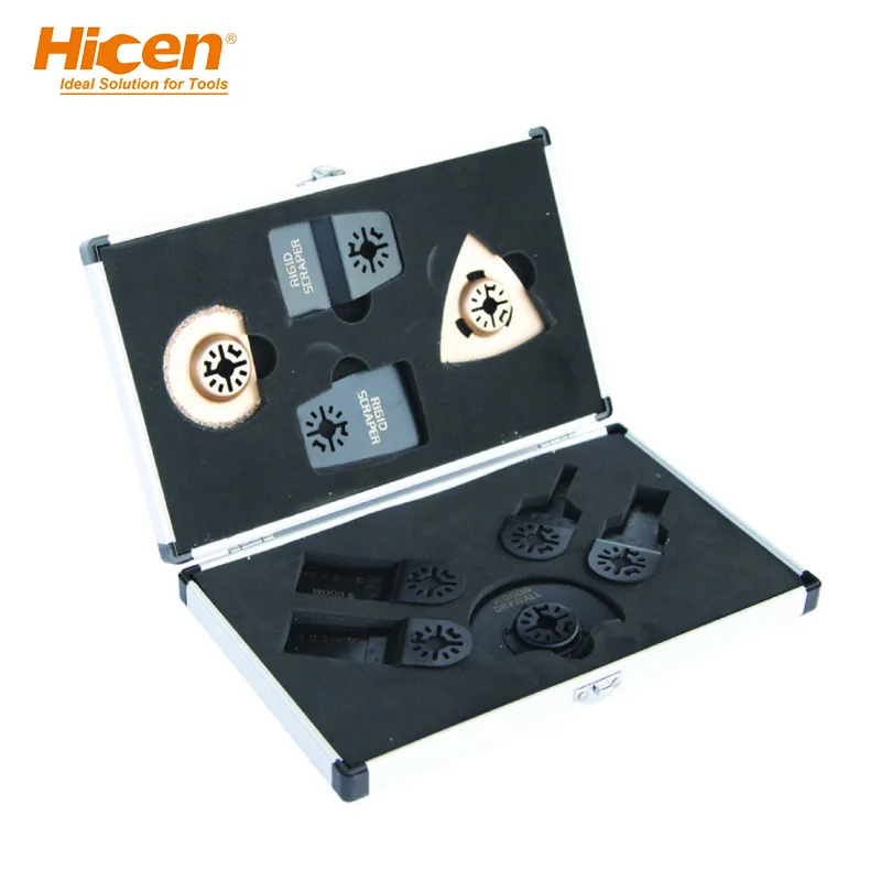 Hicen Aluminum Case Set Oscillating Accessory Kit Mixed Multitool Saw Blades for Sanding, Grinding and Cutting