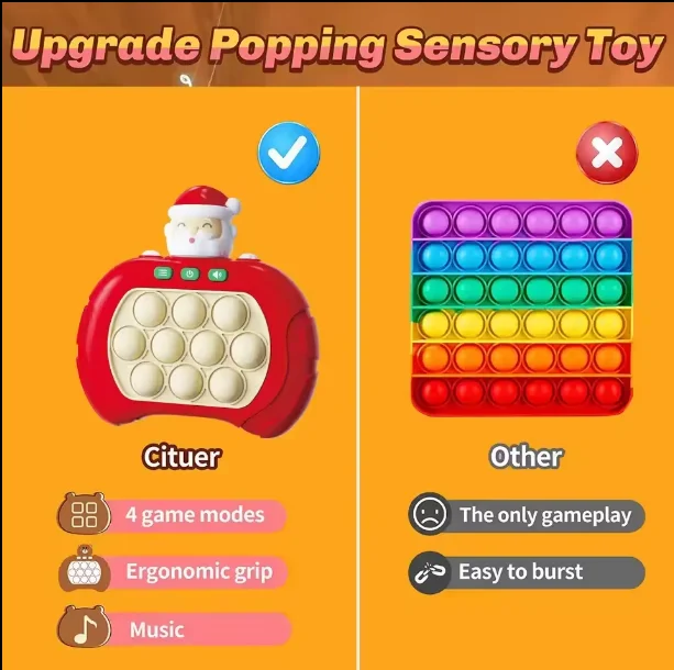 New Push Game Console Electronic Game Quick Push Toys Light up Fast Push Puzzle Game Christmas Gifts for Kids