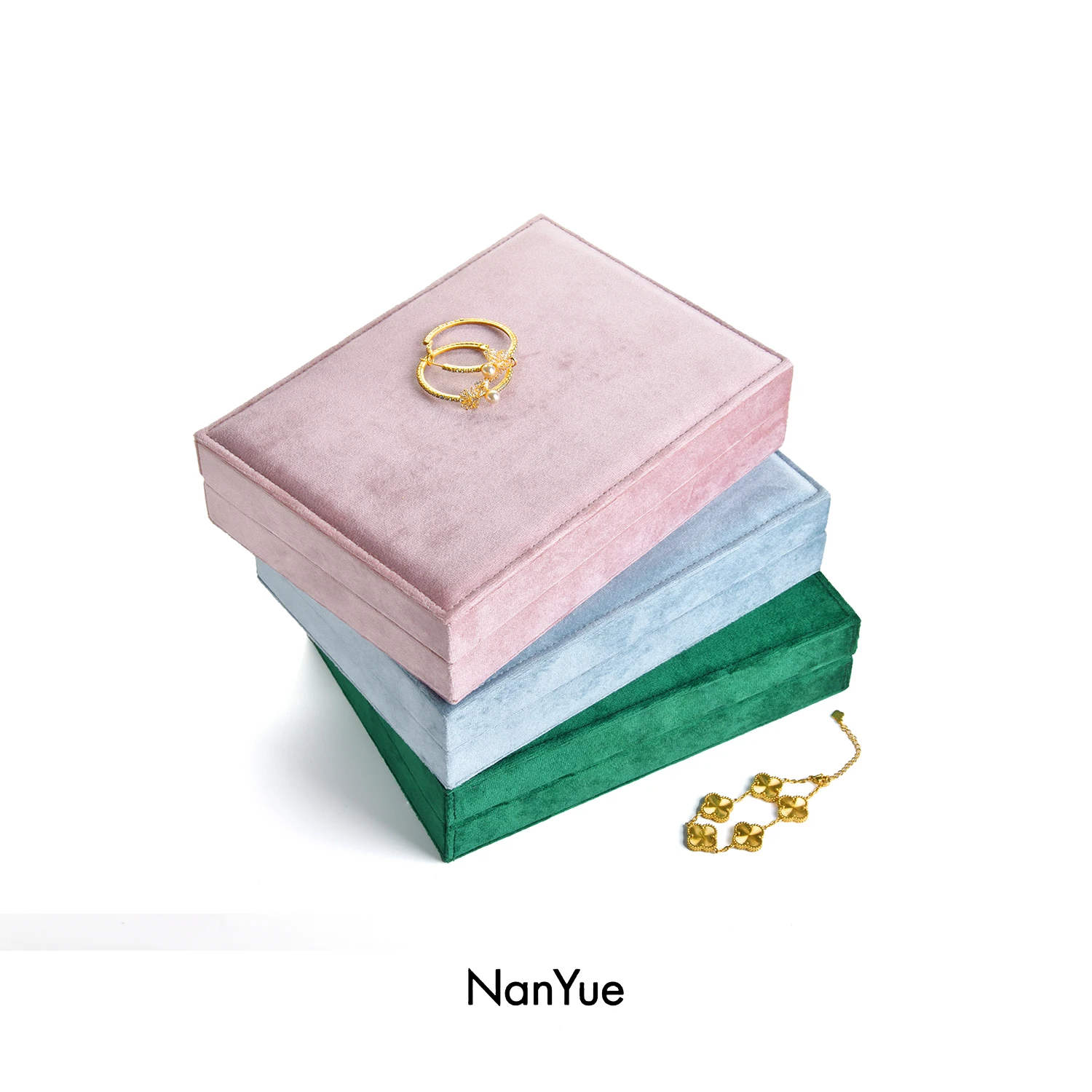 Factory Wholesale Brand Velvet Individual Suede Custom Logo Large Storage Traveling Wooden Necklace Ring Jewelry Box