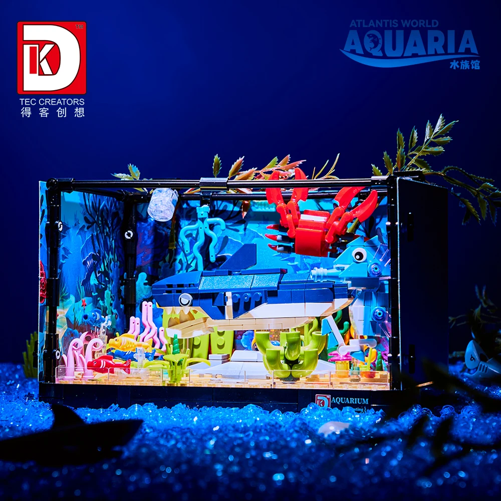 MOC Ocean World аквариум Акула креативный блок головоломки с освещением подарок строительный развивающие игрушки