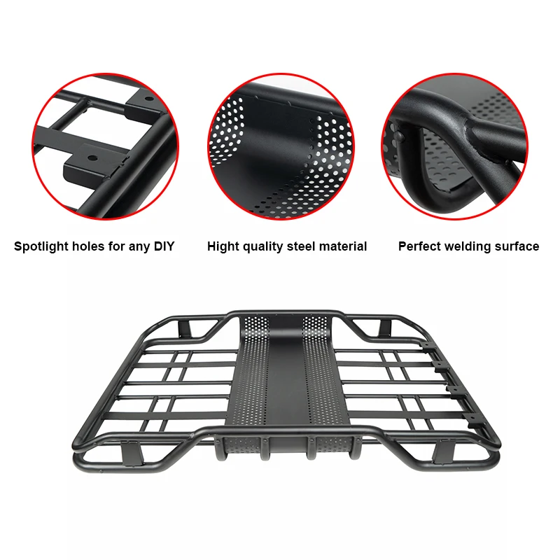 Simple design with one-piece iron roof rack 4x4 hollowed out stable structure can be matched with crossbar for pickup trucks