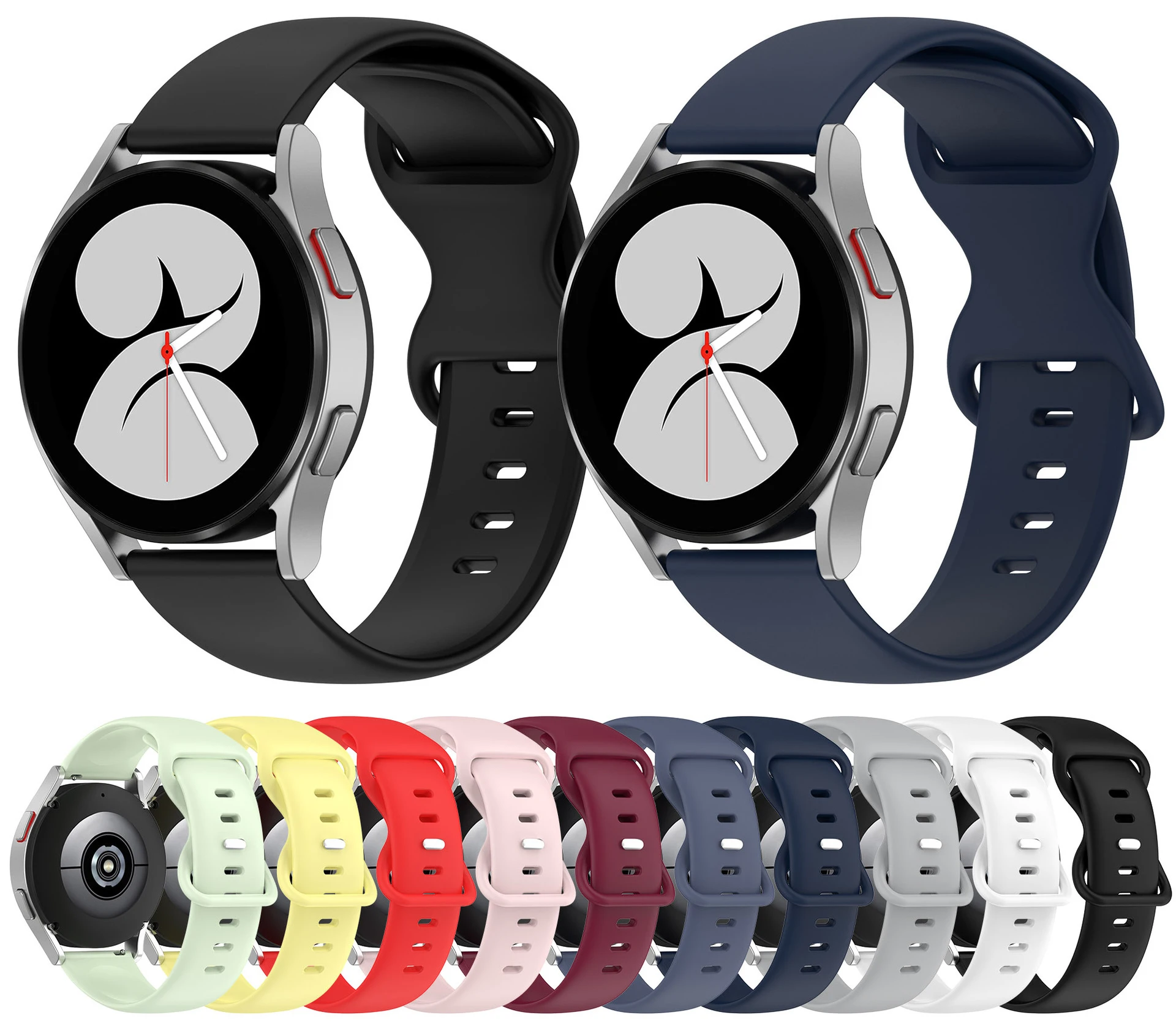 High Quality 20mm Silicone Smart Watch Strap For Samsung Galaxy Watch 4 5 6 Sport Band Active 2 40/44mm Bracelet