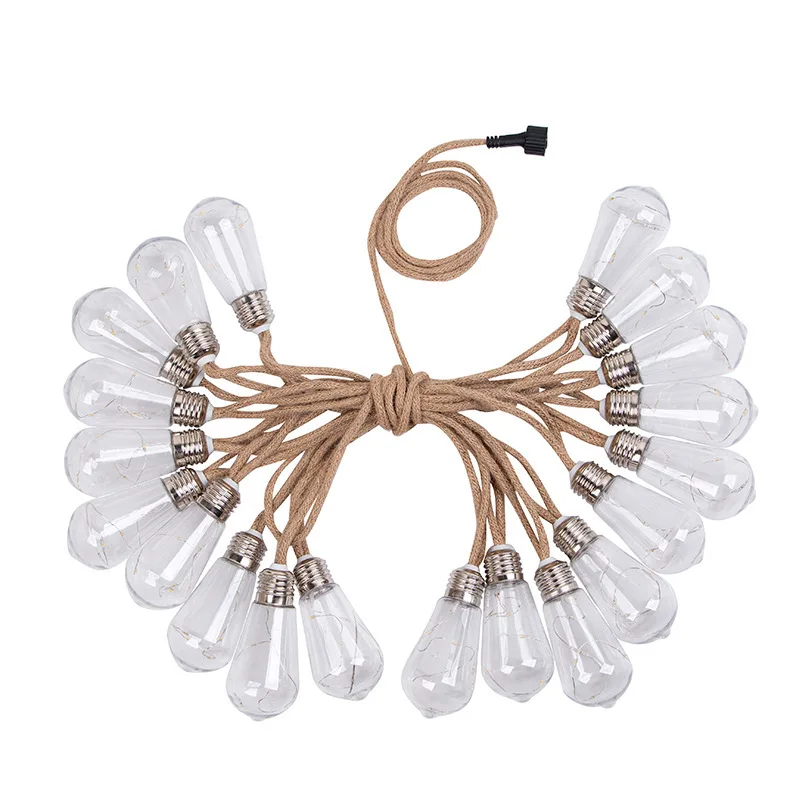 2024  Copper Wire Solar Rope Lamp PVC Body LED Light IP65 Garden Series 12 Colored String Hemp Rope Rights