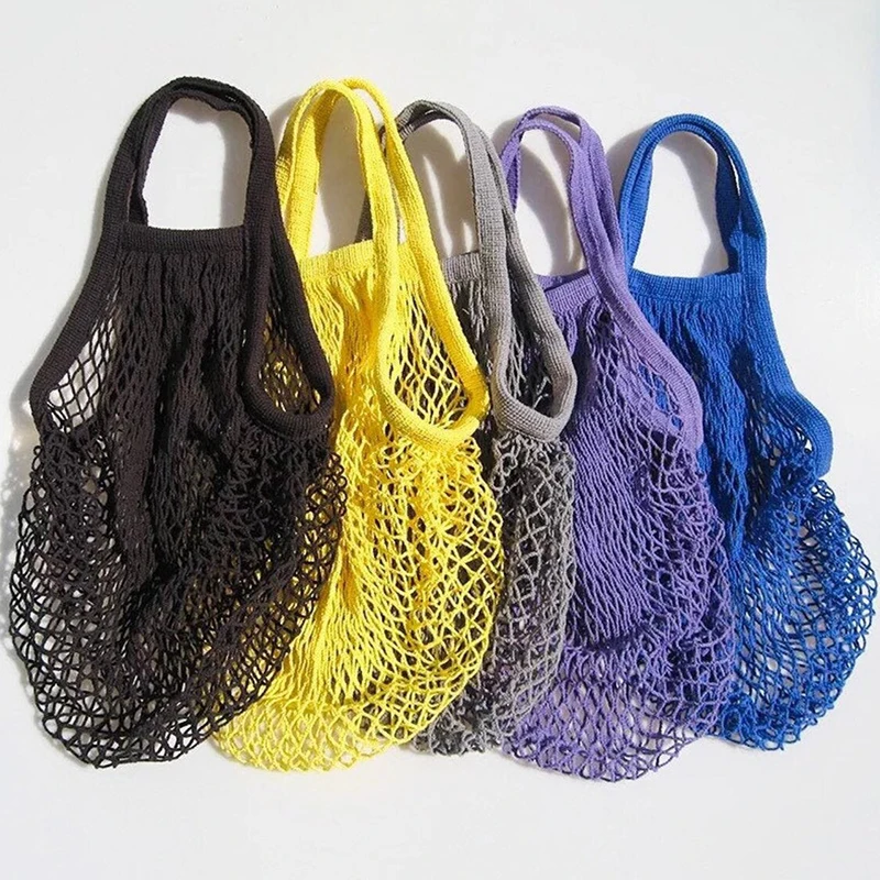 Reusable Cotton Mesh Bags Vegetable Fruit Packaging Market Large Capacity Net Canvas Grocery Tote Bag For Shopping