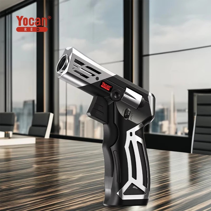 Business Gift Creative Model Metal Single Fire Torch Butane Gas Windproof Jet Cigar Flame Lighter Gun