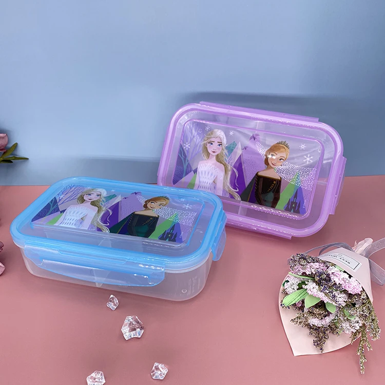 Food Grade Pp Material Dinnerware Sets Cartoon Printing Transparent Food Container School Lunch Bento Box For Kids