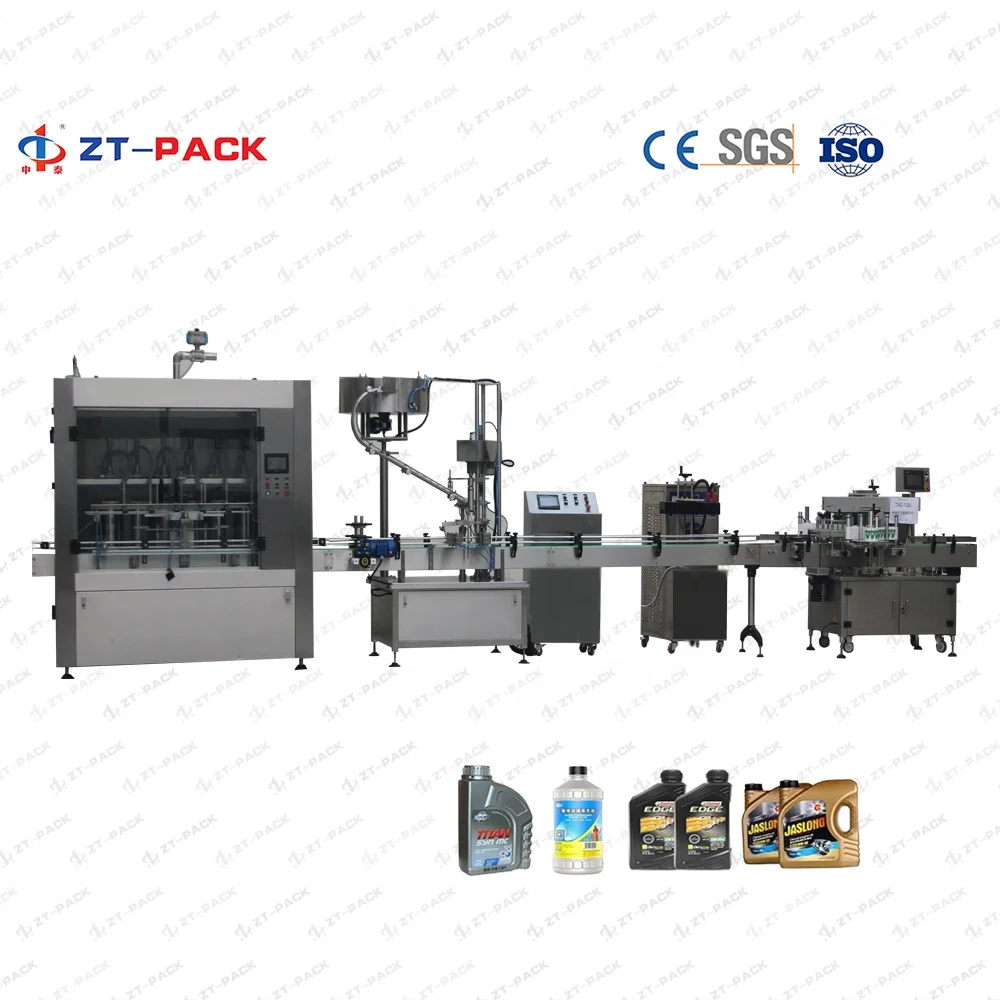 Lubricant Oils Filling Machine Packing Line For Engine Car Motor Oil Packaging Equipment With Filler Capper Seal Label Sticker