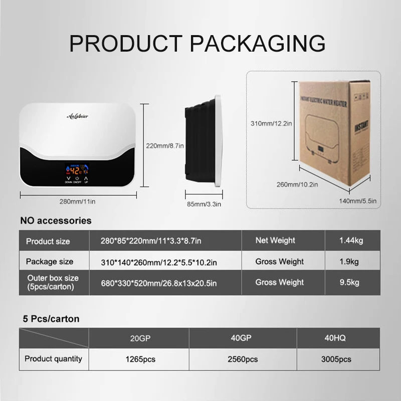 Luxury mini IPX4 designed 5.5KW tankless instant shower room hot water heater geyser on demand