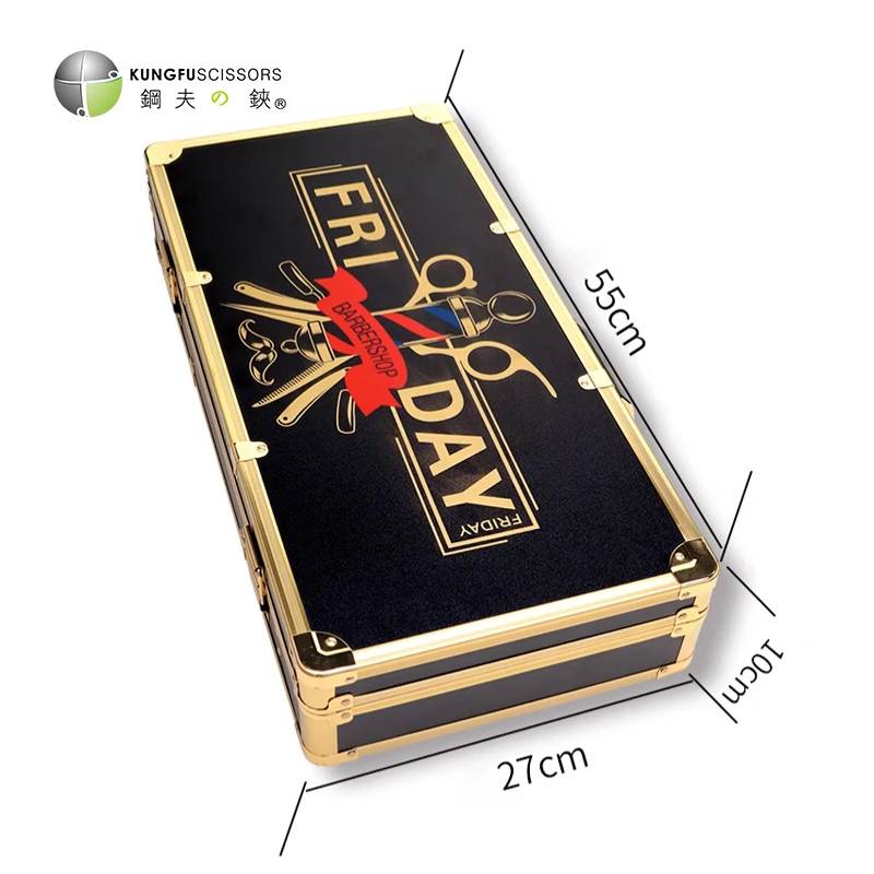 PVC Aluminum Password Barber Carrying Case Premium Barbershop Tools Suitcase For Clippers Trimmers Scissor Golden Barber Box