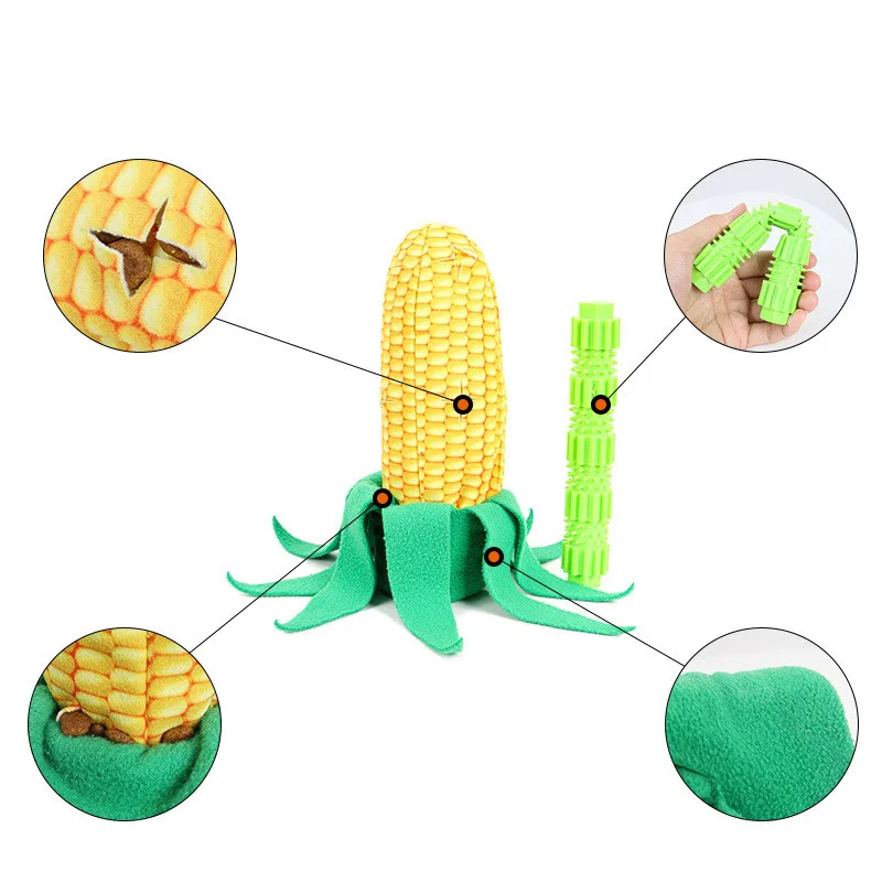 2 in 1 corn design fashion funny dog toys ,pet squeak snuffle training functional toys